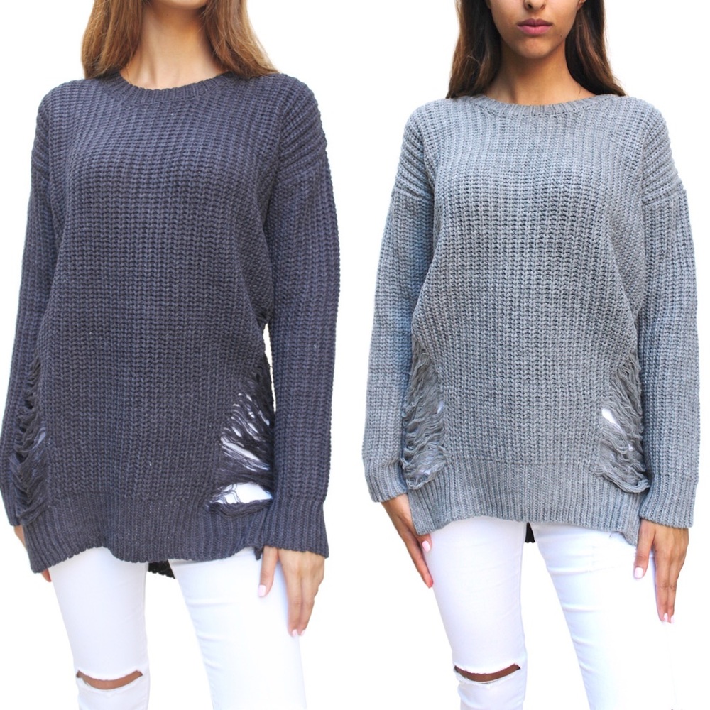 CiSono vintage ripped long sleeve sweater